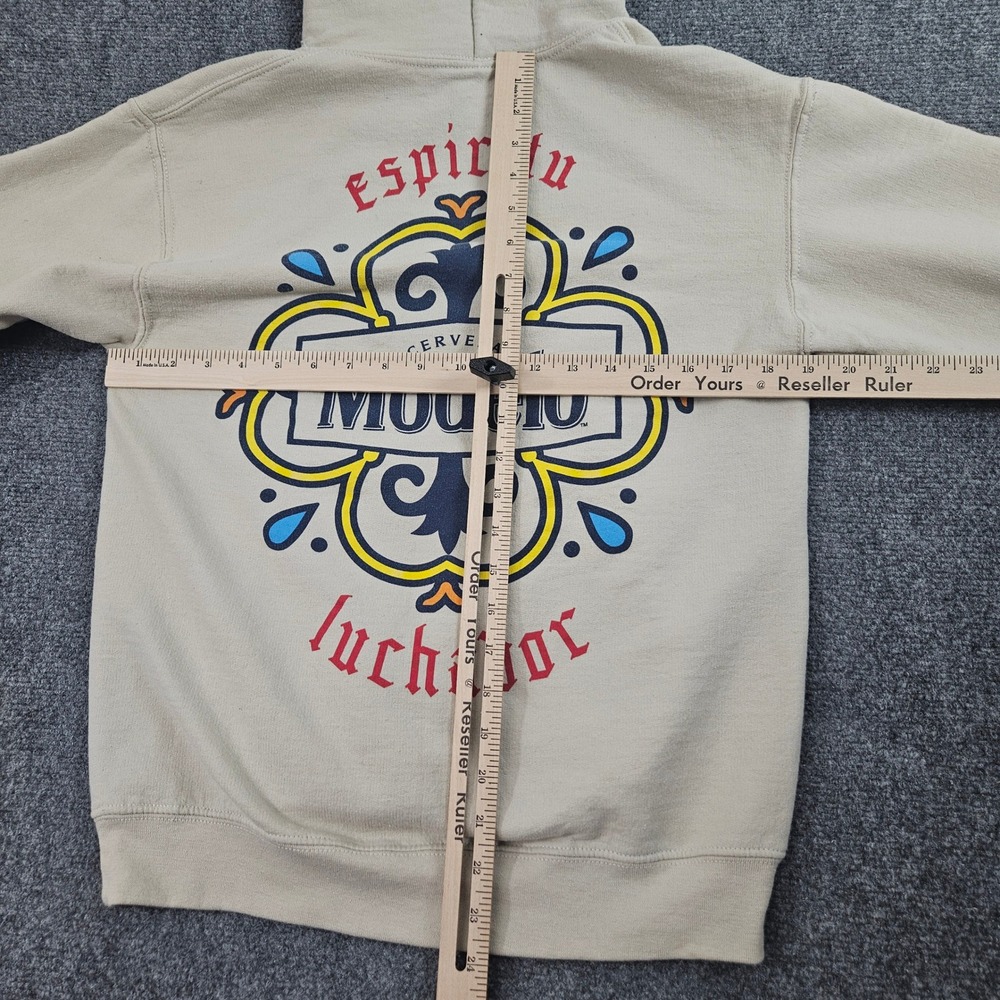 Modelo Hoodie Mens Small Tan Cerveza Espiritu Luchador Sweatshirt Barwear Skater - Picture 5 of 7